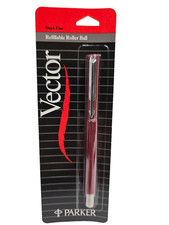 Vintage Parker Vector Rollerball Pen Burgundy Black Fine Point NIP Made in USA