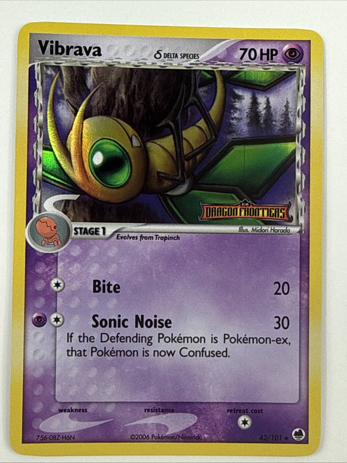 Vibrava 42/101 EX Dragon Frontiers Stamped Reverse Holo Pokémon Card
