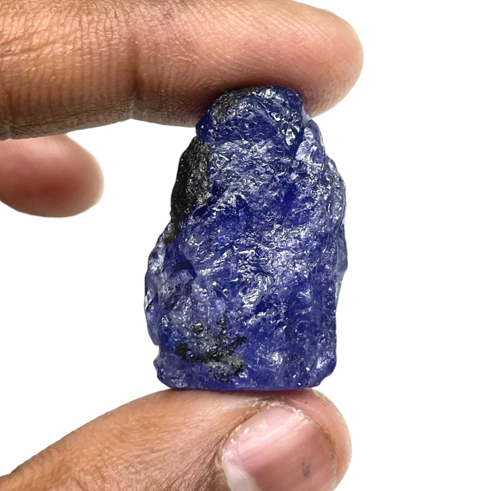 Impresionante piedra preciosa suelta azul vibrante áspera de tanzanita natural de 64,10 quilates certificada Foto 2 de 4