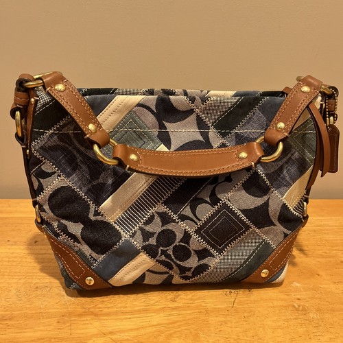 Coach Carly Indigo Blue Denim Patchwork 