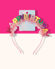 Birthday Headband for Girls Women Bright Colors with Tulle 1 Count