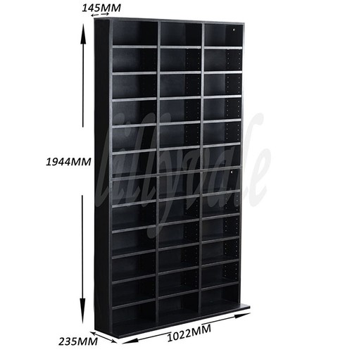 Black Storage Shelf Rack Unit Free Standing Bookcase Video Games 1116 CD/528 DVD - Picture 9 of 9