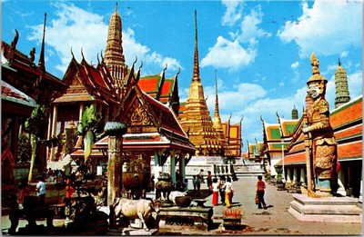 Wat Phra Keo Bangkok Thailand Historic Landmark Chrome Cancel WOB Postcard