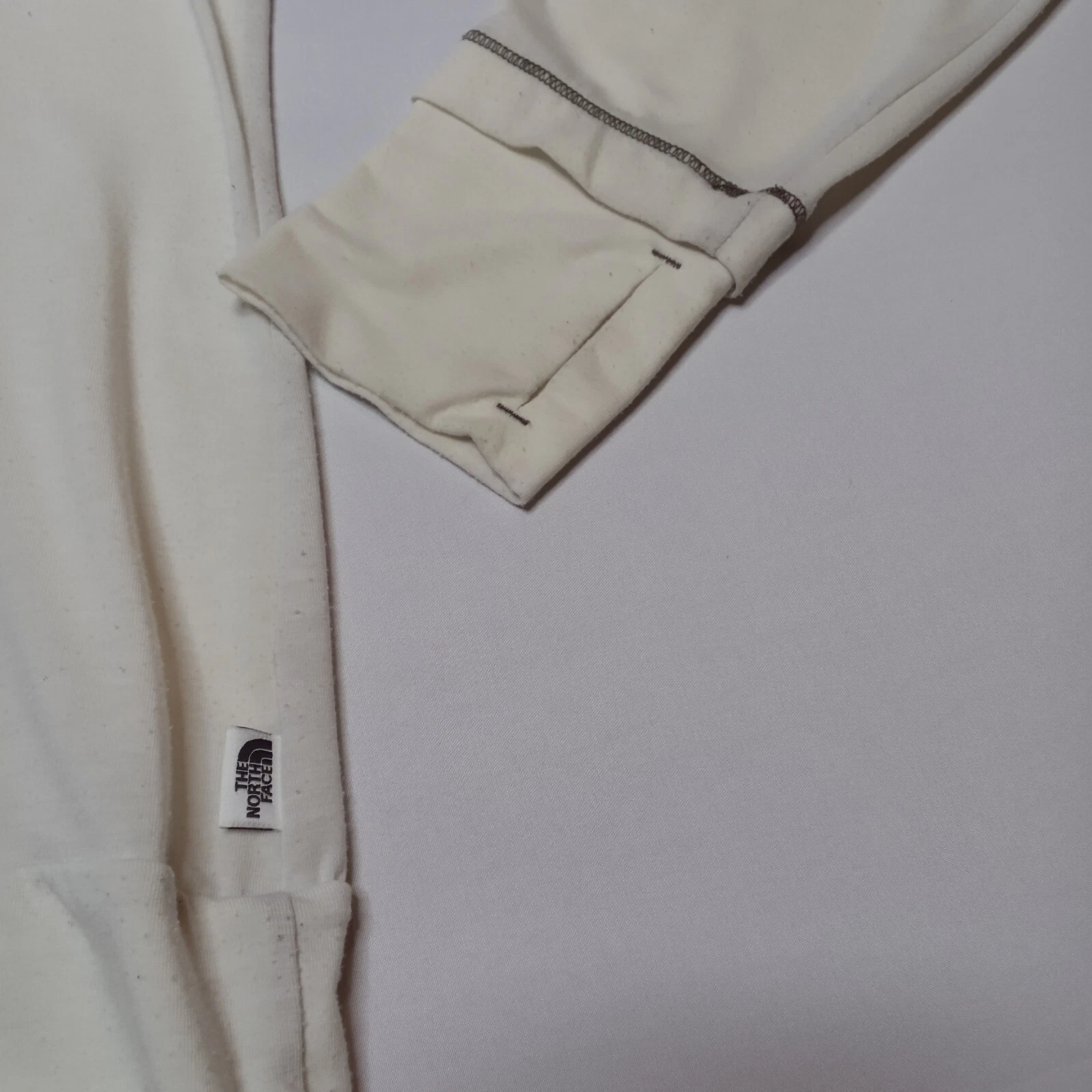 OFF WHITE T shirt con cappuccio North Face 1 4 con bottoni collo a guscio donna XL bianco sporco e grigio