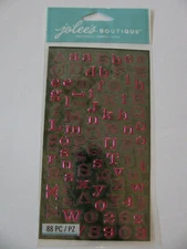  Jolee's Boutique Stickers PINK MINI FOIL ALPHABET 88 Pieces NIP