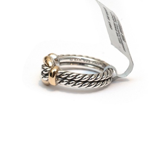 New DAVID YURMAN Ladies 9mm Thoroughbred Loop Pinky Ring 925 18K Gold Size 6 - Picture 4 of 9