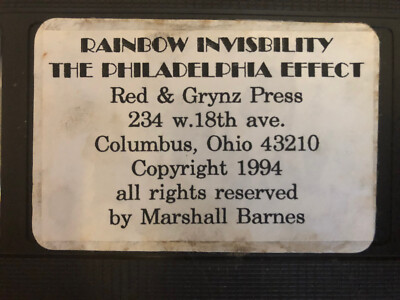 Obscure Marshall Barnes - ''Rainbow Invisibility: Philadelphia Effect'' 1994 VHS