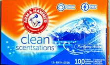 Arm And Hammer Dryer Sheets Scented Purifying Waters 1 Box of 100 Count ...