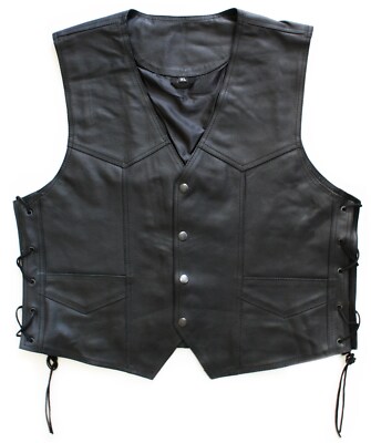 Modeka Leather Vest 1653 Size 10XL Biker Chopper Motorcycle Vest Laced