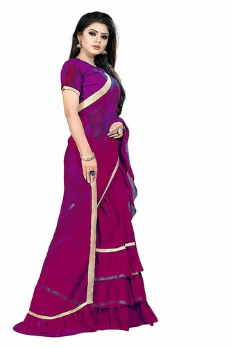 Women's Ruffle Saree Georgette Frill Design Stylish Ruffle Sari Blouse Partywear - Picture 68 of 94