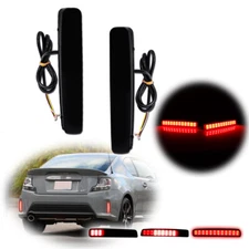Black Lens Rear Foglight LED Brake w/Sequential Signal Lights For 14-16 Scion tC