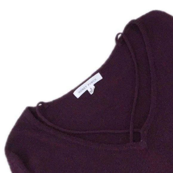 Suéter tejido cruzado púrpura Honey Punch talla S Foto 3 de 4