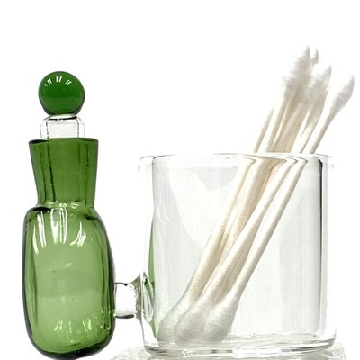 Fresh Green Glass Cotton Swab Q Tip Holder Alcohol Iso Station 2 5 Ebay
