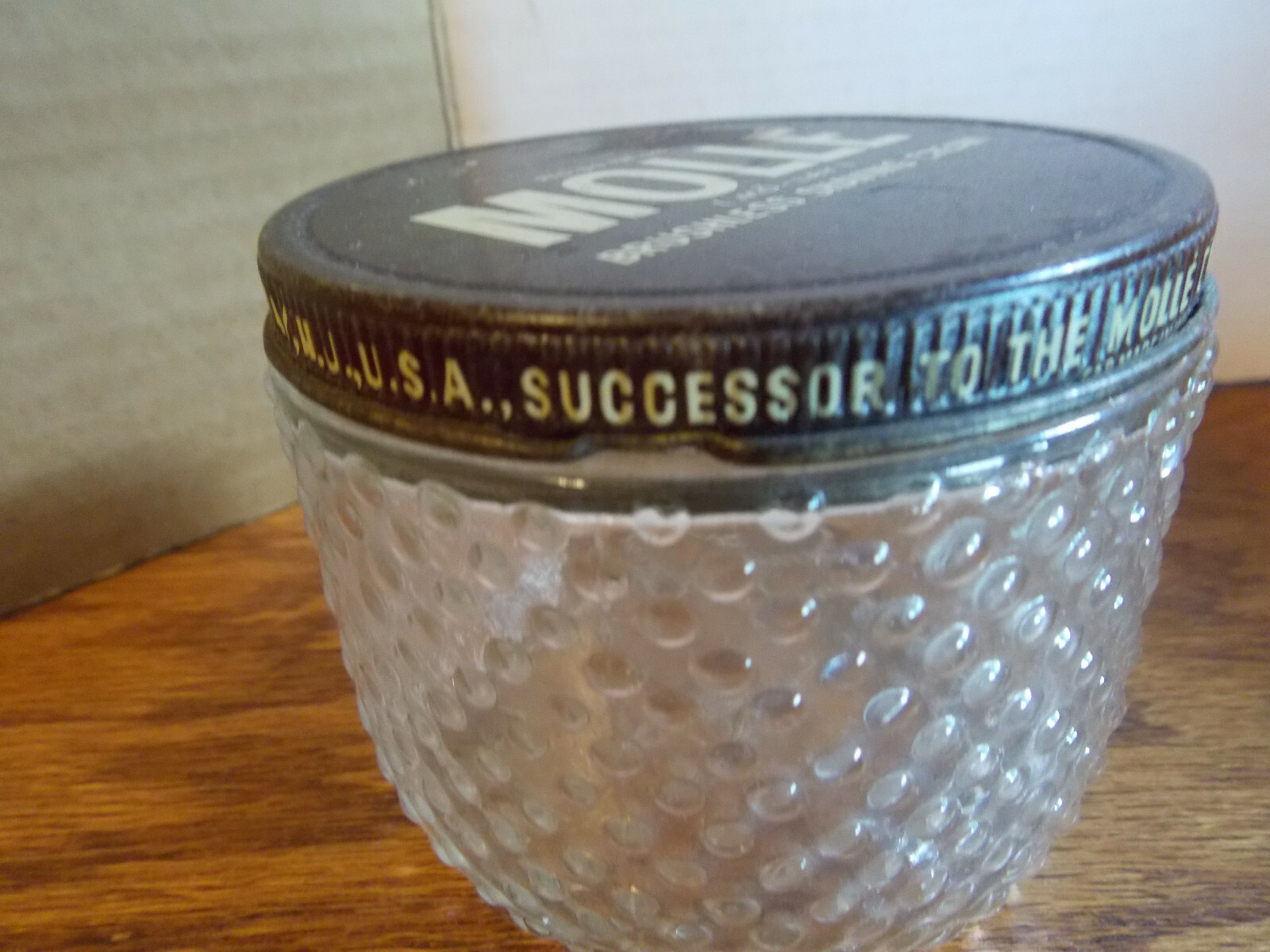 MOLLE BRUSHLESS SHAVING CREAM JAR VINTAGE TIN LID TEXTURED JAR CLEAN eBay