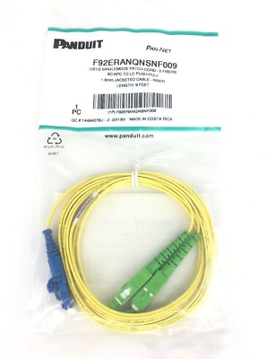 Panduit OS1/2 SINGLEMODE PATCH CORD SC-APC TO LC PUSH-PULL 9FT  F92ERANQNSNF009
