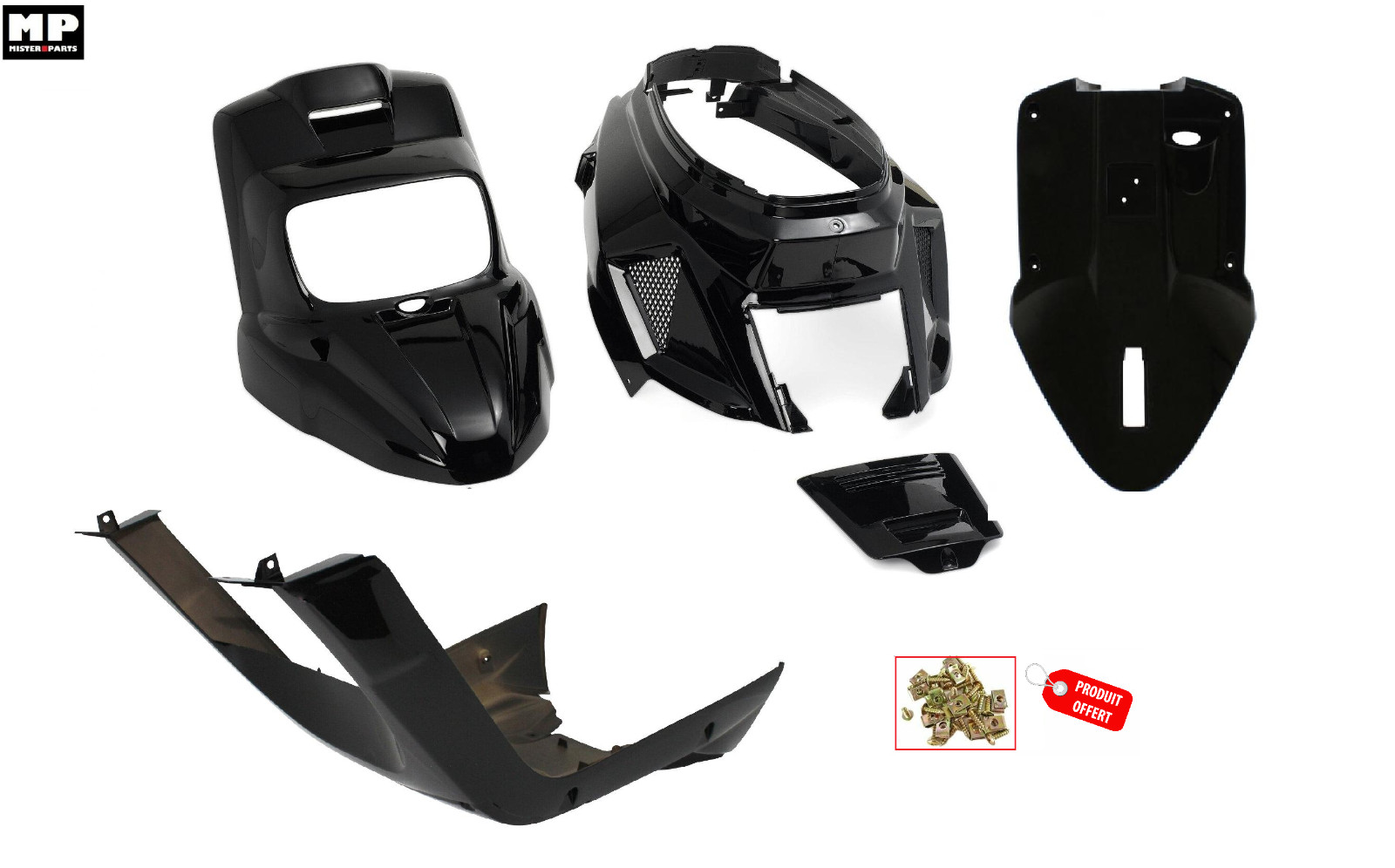 Habillage Booster Spirit BW'S 2004 à 2016 kit carrosserie scooter noir verni