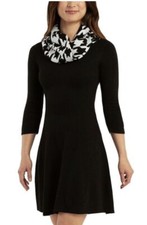 I. N. San Francisco Black Sweater Dress With Scarf Size XS MSRP $50