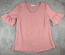 Sheer Peasant Top Womens Large Shirt Boho Chic Textured Barbiecore Cream N Sugar