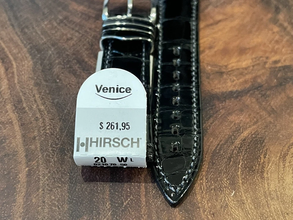 Correa de reloj de cuero de cocodrilo genuino HIRSCH Venice 20 mm hebilla de acero inoxidable Foto 2 de 4