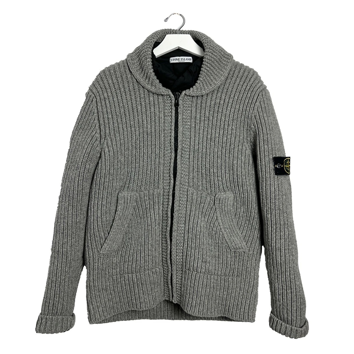 Stone Island Cable-Knit Jacket with Detachable Padded Liner Size L