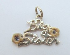 925 STERLING SILVER BIG SISTER WITH FLOWERS PENDANT CHARM 18X16MM 0.9G