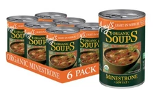 Amy’s Soup, Vegan Light in Sodium Minestrone Soup 🍲 14.5 Oz (6 Pack)