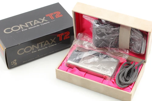 ⏯ [MINT in Box] Contax T2 Titan Silver Point & Shoot Film Camera From JAPAN