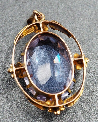 Women's 9ct Yellow Gold Blue Paste Pendant - 第 7/12 張圖片