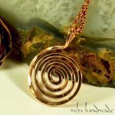 Pure Copper Wire Wrapped Unisex Spiral Pendant Artisan Handcrafted Necklace