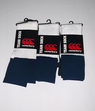 Lot Of 3 Canterbury Team Sock Rugby Club Large 7-11 Navy Black White Knee High