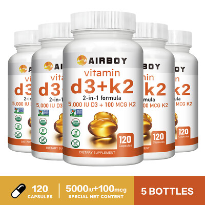 120pcs Vitamin D3+K2 - High Potency Strong Bones, Heart Health, Immune Health