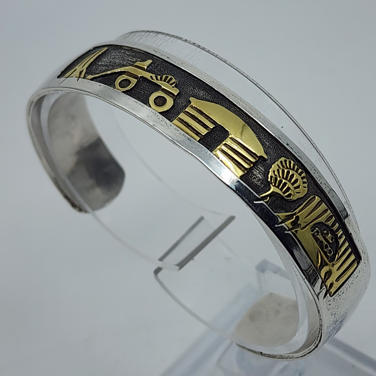 Native American Important Vintage Hopi 14k Gold Dancing Kokopelli Sterling Silver Bracelet Native American Important Vintage Hopi 14k Gold Dancing Kokopelli Sterling Silver Bracelet