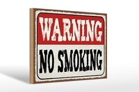 Holzschild Hinweis 30X20 Cm Warning No Smoking Holz Deko Schild Wooden Sign