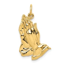 14k Yellow Gold Praying Hands Pendant 1.38g, L-26mm, W-19mm for Mom