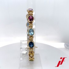 Bracciale 14 Carati Gelbgold Lucido con 13 Pietre Preziose Ametista 21 cm