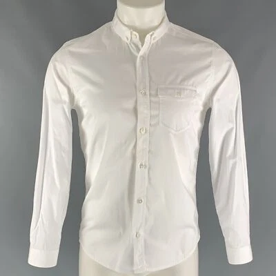 BURBERRY PRORSUM Taille 38 Blanc Solide Coton une Poche Chemise Manches Longues - Photo 1/4
