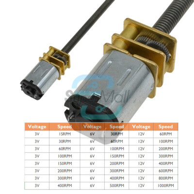 GA12-N20-M4 DC 3V 6V 12V 15-1000RPM DC Geared Motor Electric Motors Wheel Shaft