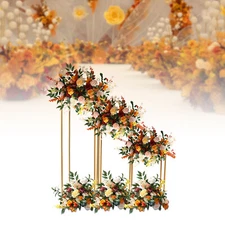 Gold Wedding Flower Stand Plating Floral Decor Vase Floor Column Stand Sets of 3
