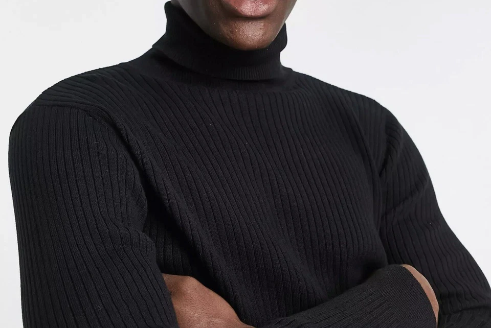 Brave Soul Algodón Acanalado Cuello Redondo Suéter en Negro Nuevo Con Etiquetas Talla:Pequeño Unisex Foto 2 de 4