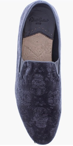 NEW WB $298 ROBERT GRAHAM RENEGADE VELVET LOAFERS SIZE 10.5 M GREY FLORAL #580 - Picture 2 of 6