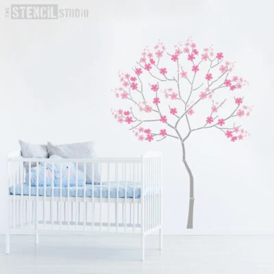 Cherry Blossoms Round Tree Stencil Pack - Wall Mural Stencils for Home Decor