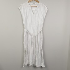 Fat Face Dress Womens UK 10 White Striped Sleeveless Tie Waist Summer Beach Boho