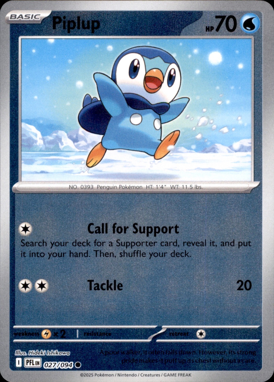 Piplup 027/094 Common Phantasmal Flames Pokemon Reverse Holo Lightly Played