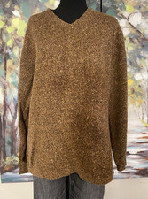 Woolrich Mens V Neck Sweater Birch Heather Ramie Wool Blend Size M