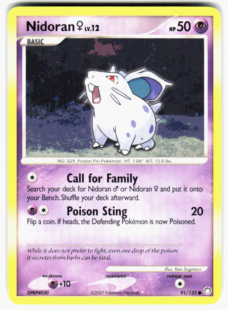 Nidoran F 91/123 Common Mysterious Treasures Pokemon Lightly Played
