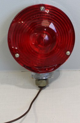 Vintage Signal Stat Cyclostat Indicator Light Red Lens SAE-STAI Chrome back