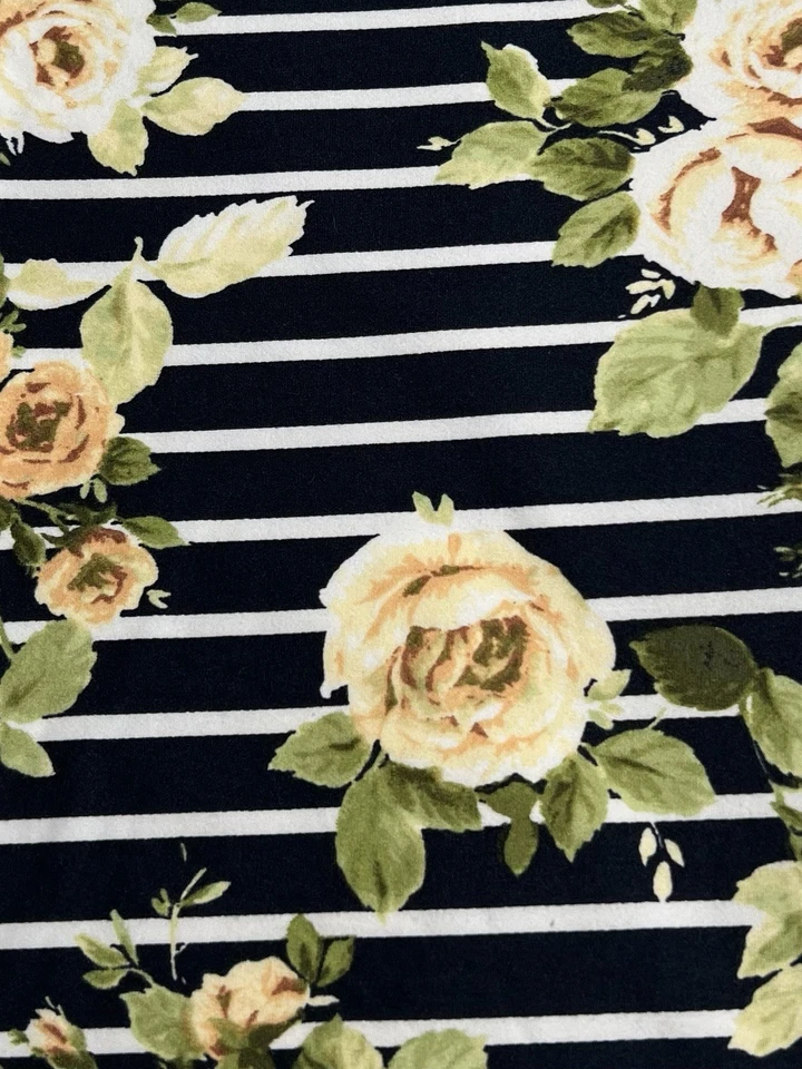 LuLaRoe Leggings TC Alto Curvilíneo OTOÑO Otoño Floral AZUL Amarillo Rayas Rosa Flor Foto 3 de 4