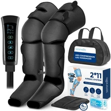 SereneLife Air Compression Leg Massager, Full Leg Massager w/Heat + Compression