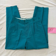 Vintage Teal Pleated Trousers with Belt Loops