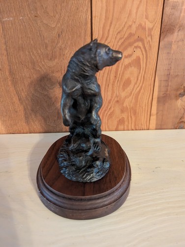 Grizzlybär Bronzeskulptur LeBlanc 1991 nummeriert 134/200 Bund Patrone - Bild 2 von 13